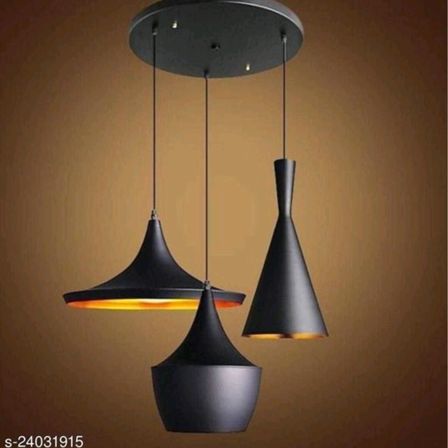 Black Metal Ceiling Lights in Set of 3 