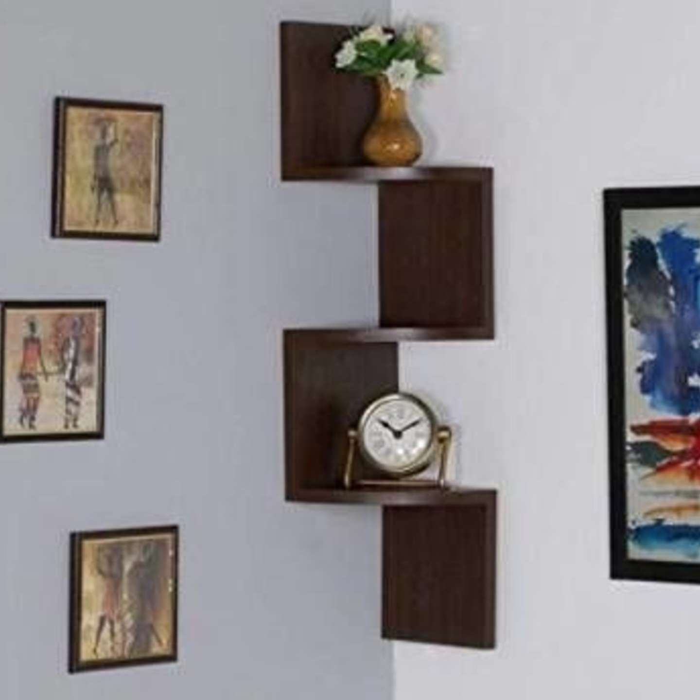 Zig Zag Corner Wall Shelf Small