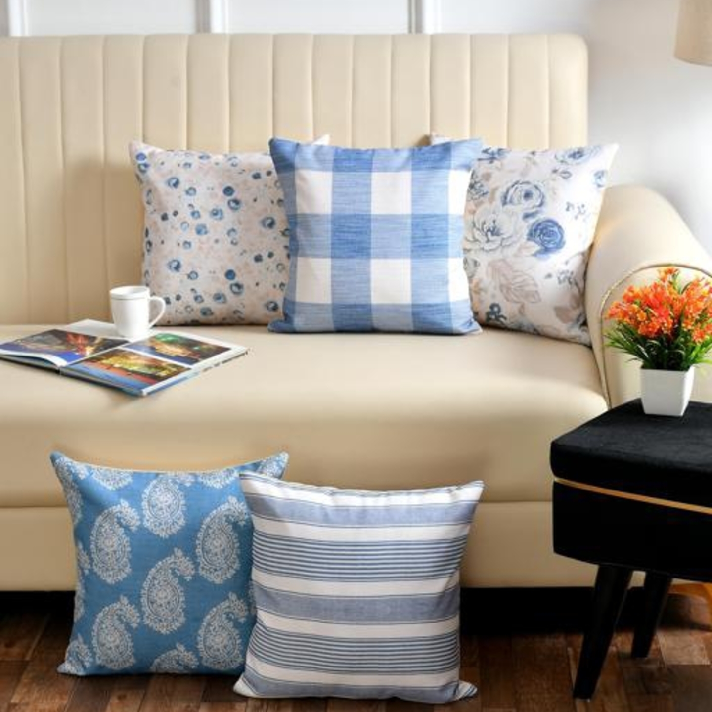 Azure Printed Cushion Covers Set of 5