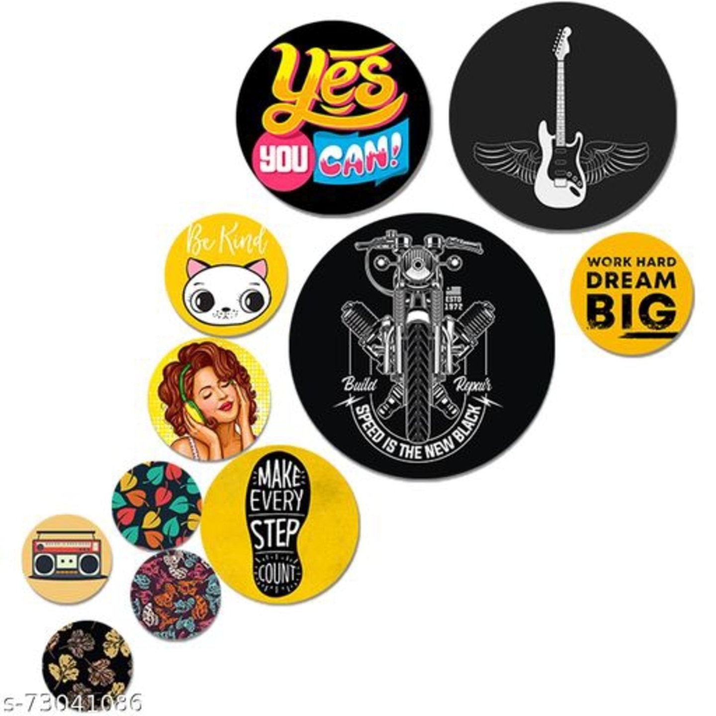 Yes You Can Printed Wall Plates-Set of 11 