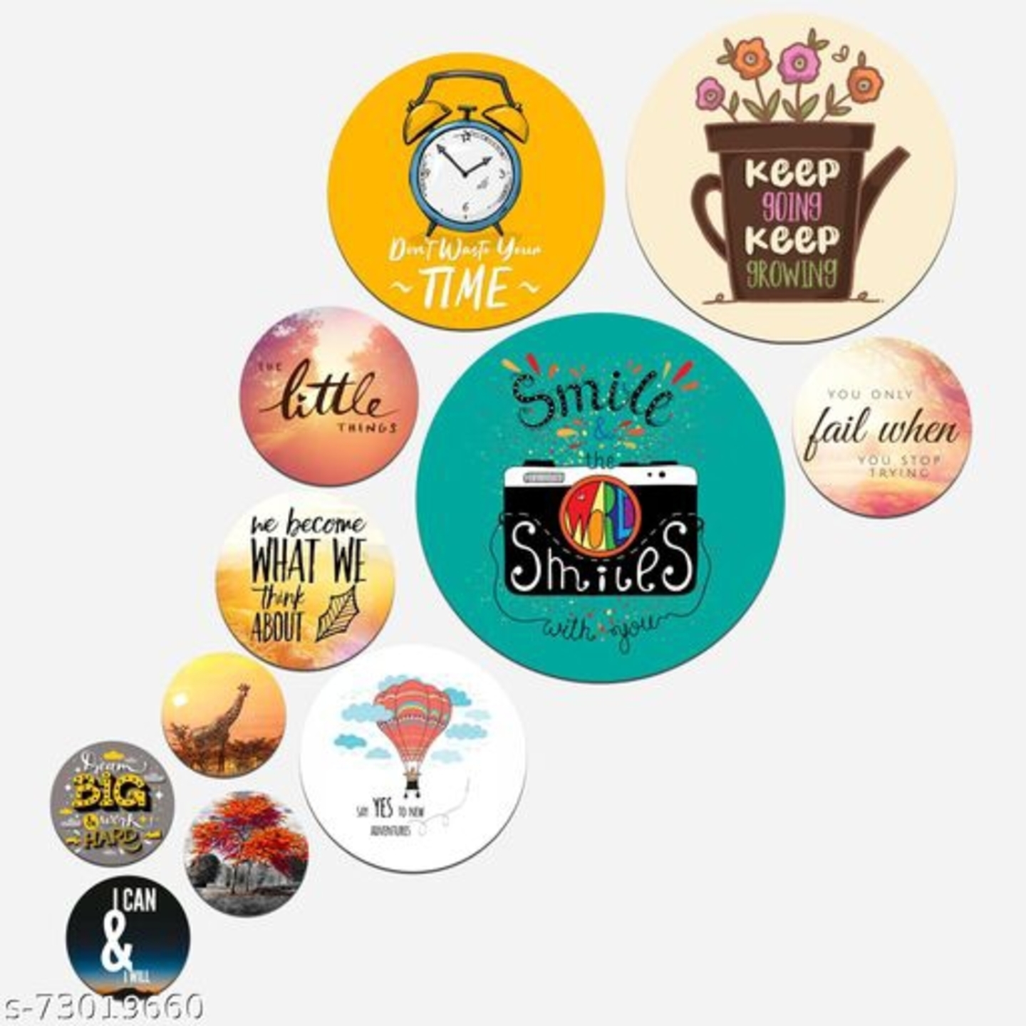 Smiles Printed Wall Plates-Set of 11 