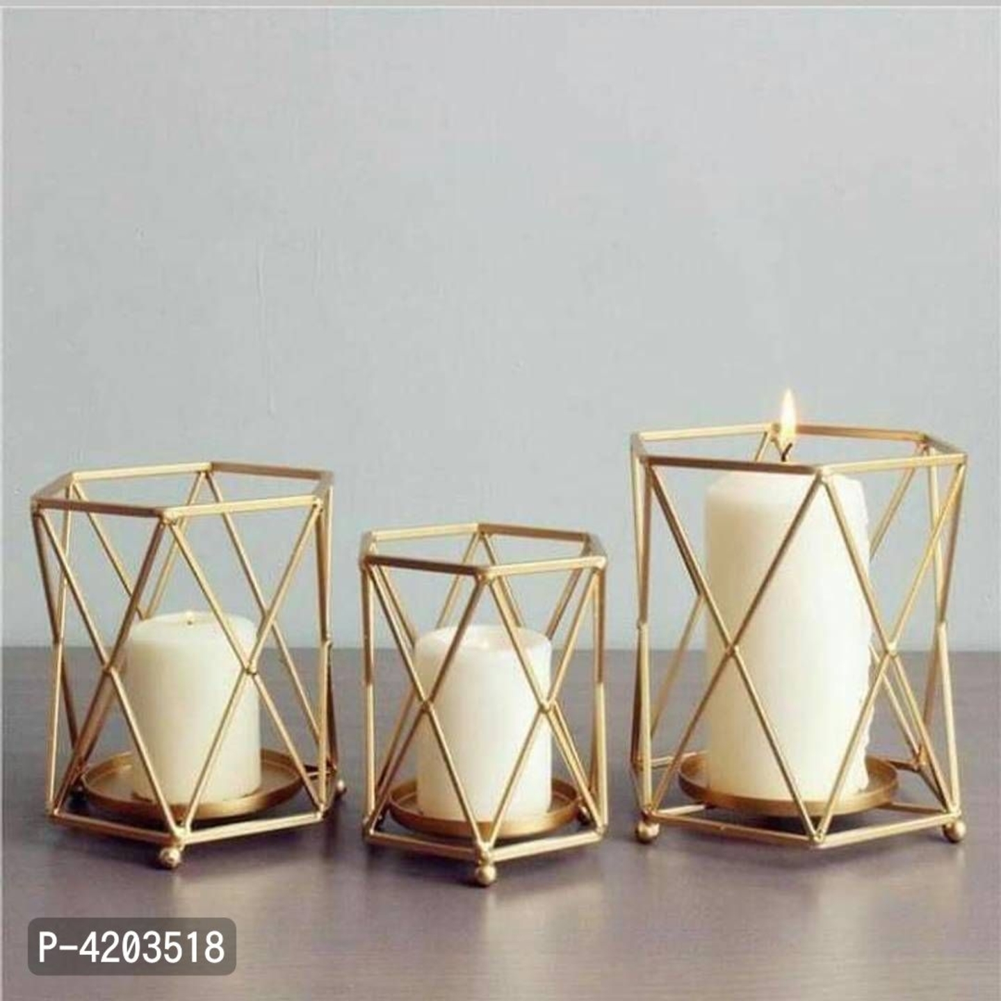 Metal Candle Holder for 3 Pillar Candles Set of 3