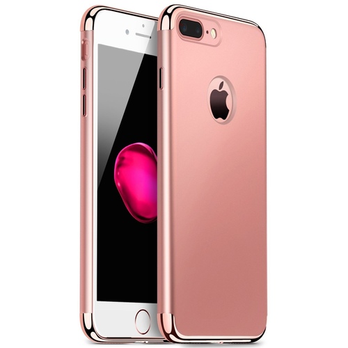 Ipaky  Apple iPhone 7 Plus 360 Full Protection Metallic Finish 3-in-1 Ultra-thin Slim Case Rose Gold
