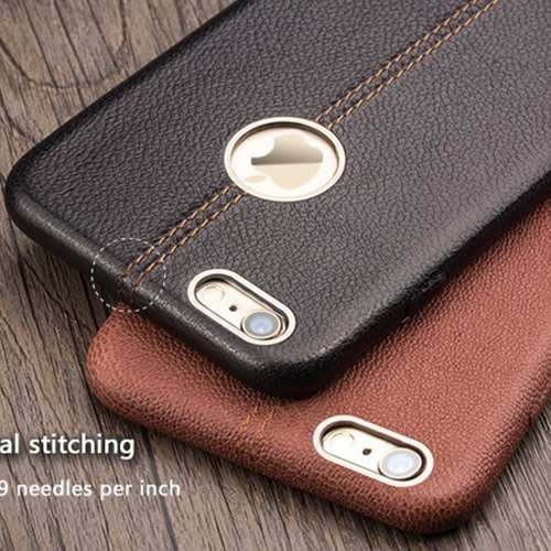 Vorson  Apple iPhone 6 PLUS  6S PLUS Lexza Series Double Stitch Leather Shell with Metallic Logo Display Back Cover