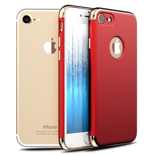 Ipaky  Apple iPhone 7 360 Full Protection Metallic Finish 3-in-1 Ultra-thin Slim Case Red