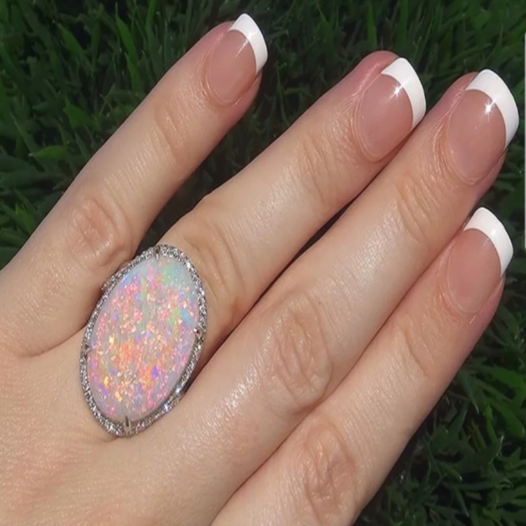 Sliver Jewlery, Silver Opal Ring For Woman Size 7