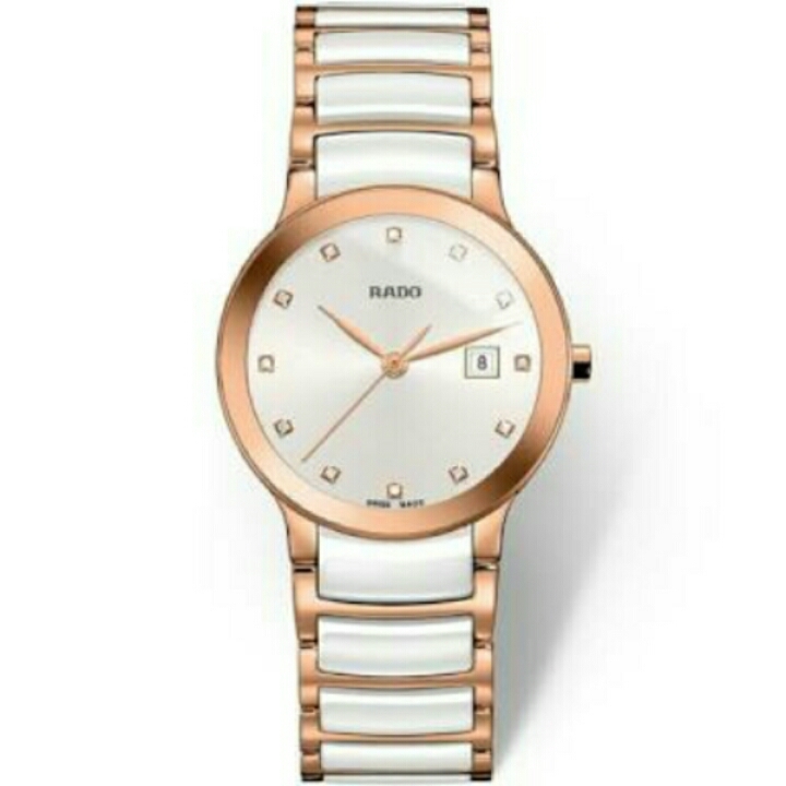 RADO ladies Rode & white Ceramic Centrix watch 