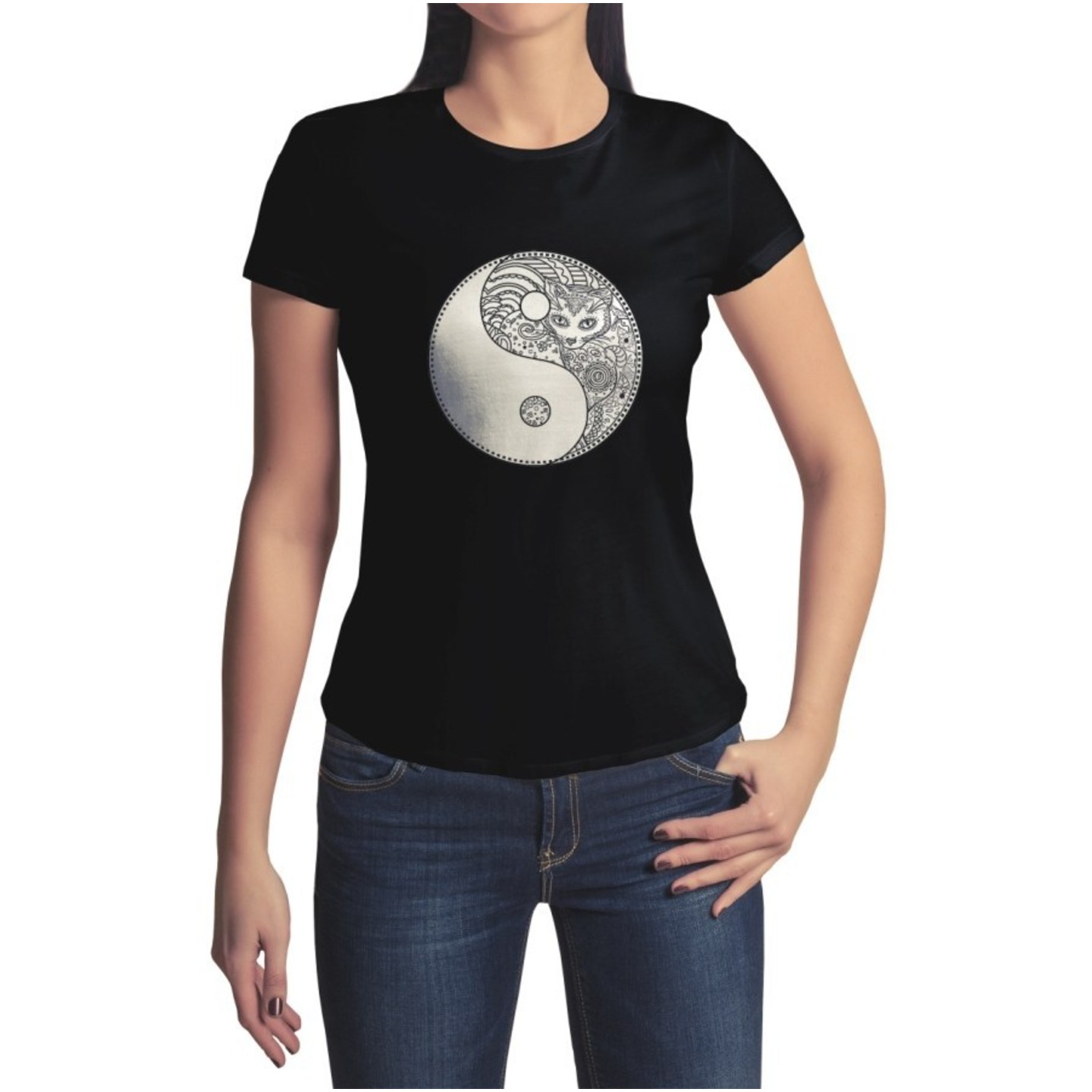 Yin and Yang Zentangle Half Sleeve T-Shirt