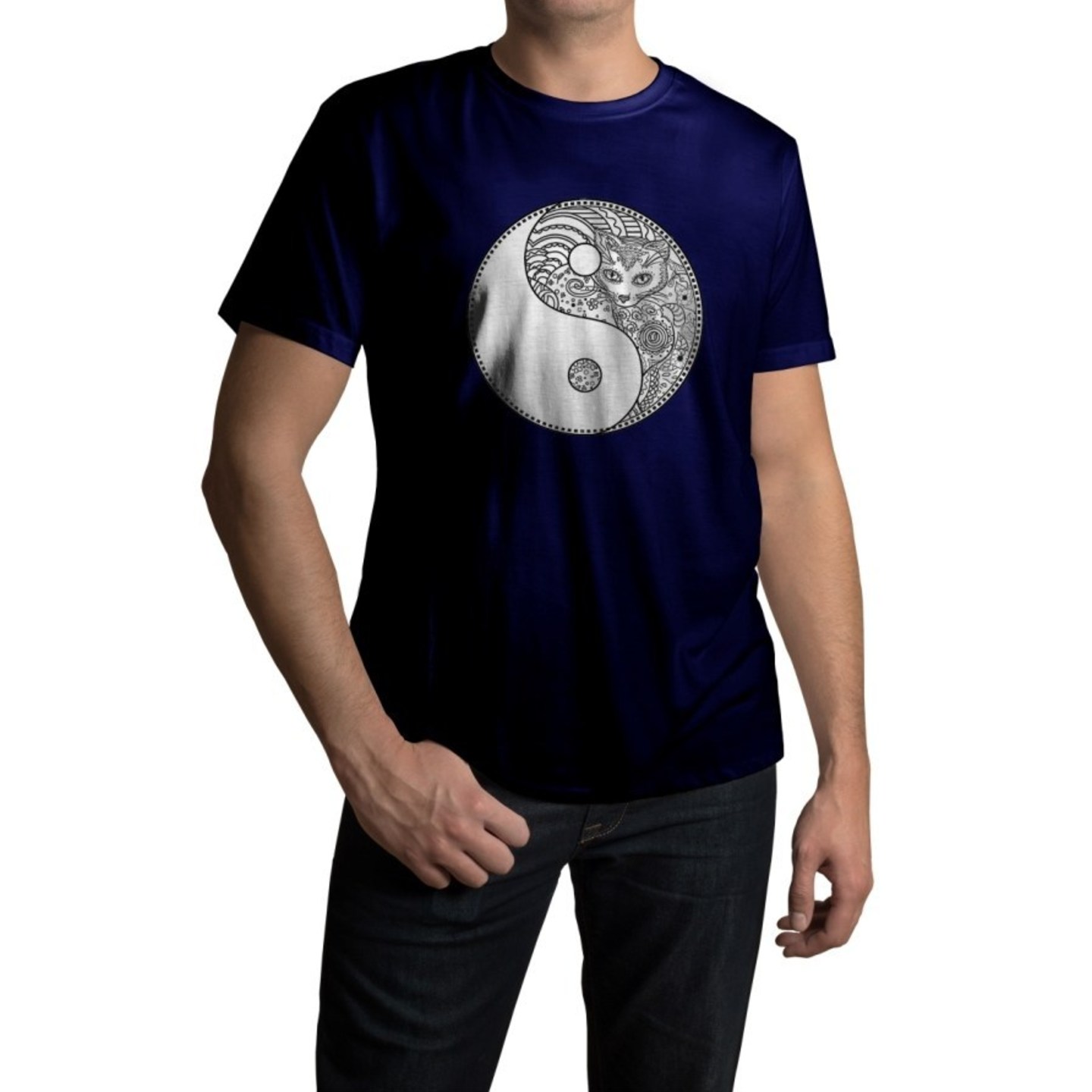 Yin and Yang Zentangle Half Sleeve T-Shirt
