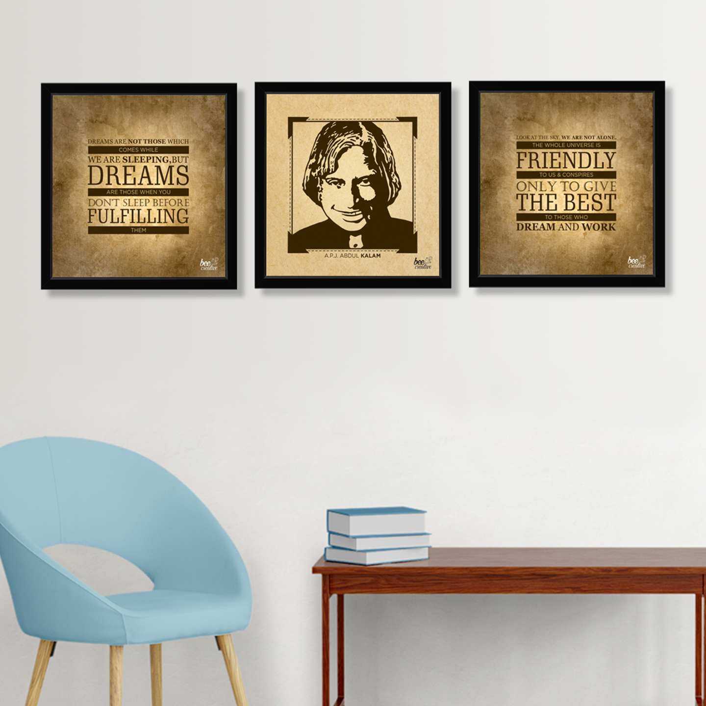 Set of 3 Motivational Framed Quotes By 12 Great Indian Leaders