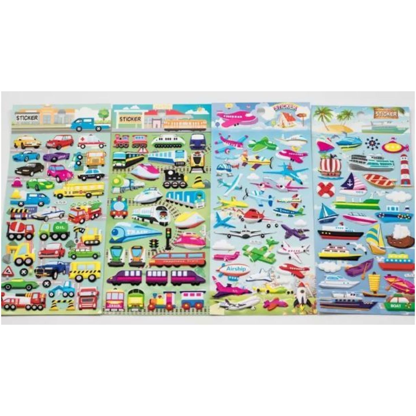 Transport Theme Puff Up Stickers