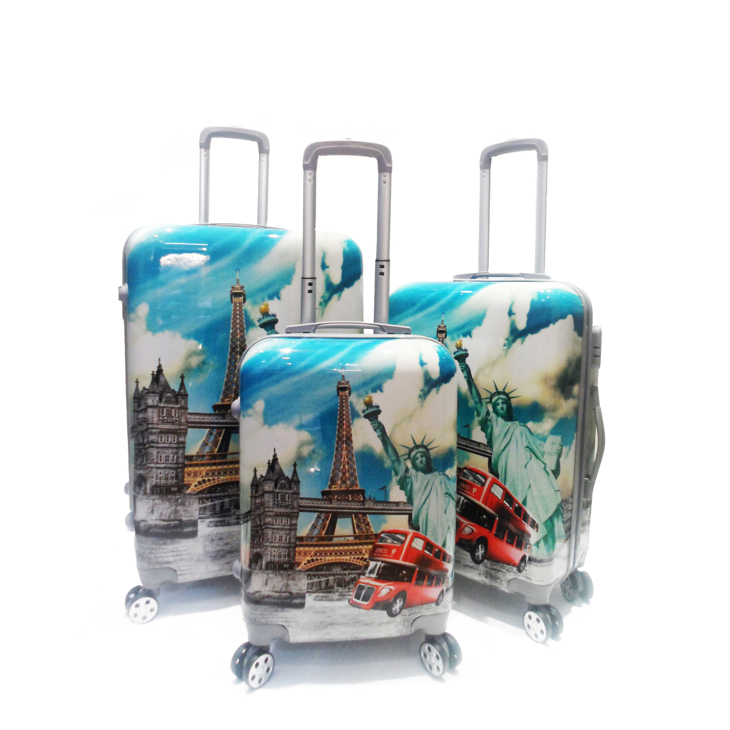 London,Paris,New York Printed Luggage