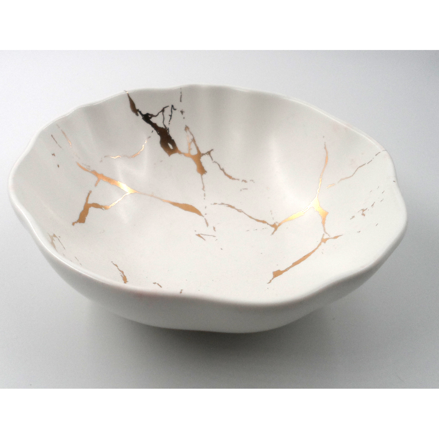 Marble with Gold Lining Ceramic Bowl