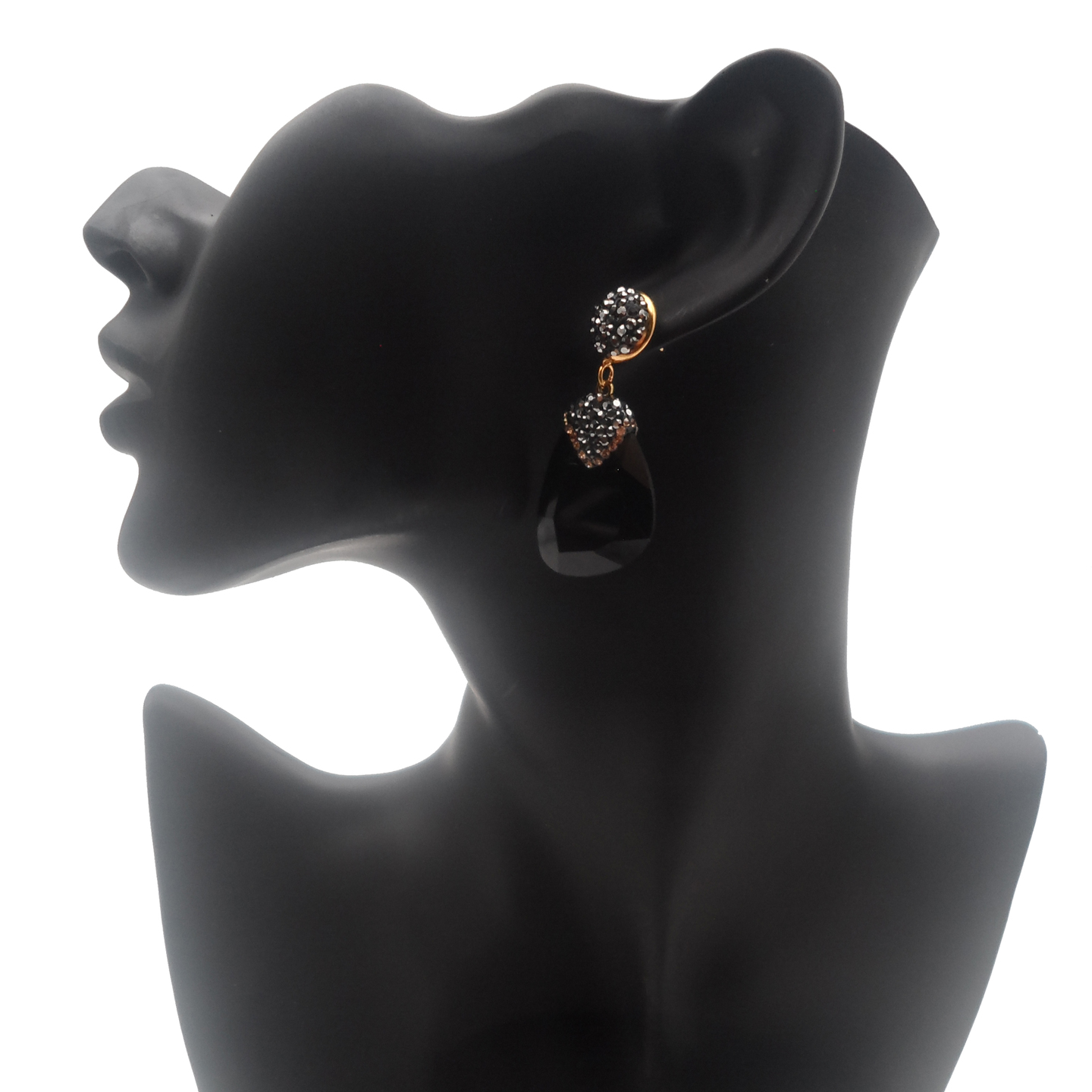 Black Stone Clip Earring 