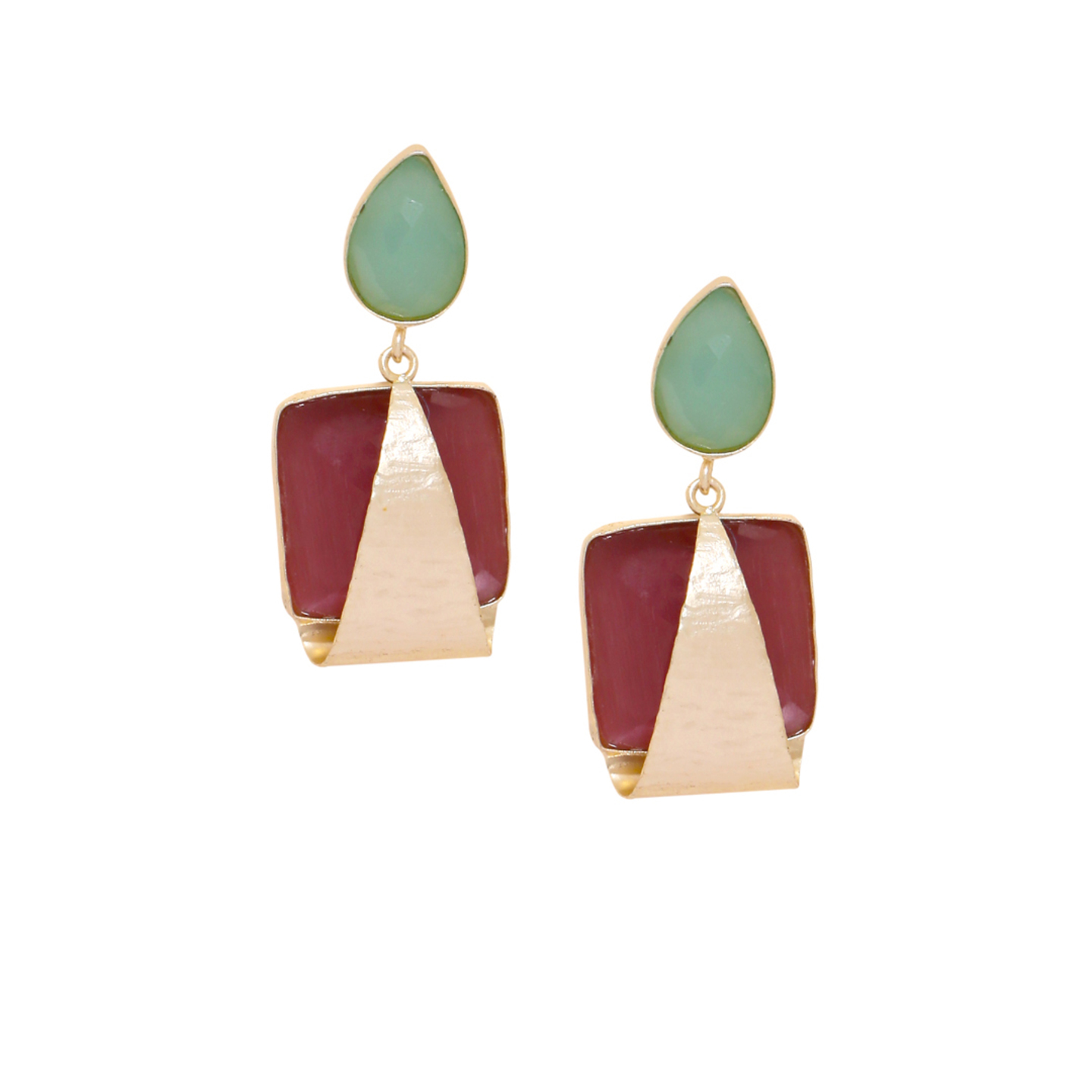 Pink and aqua monalisa glass stone earrings