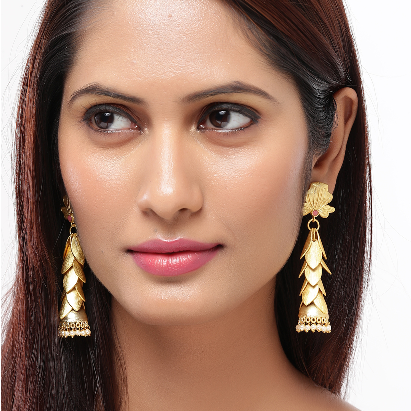 Traditional gold jhumki earrings