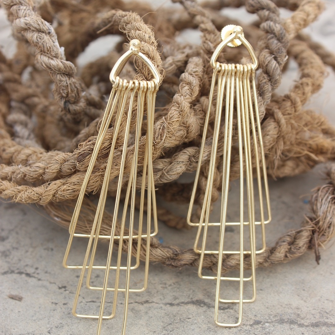 The Jewel Basket Gold-Toned Geometric Drop Earrings