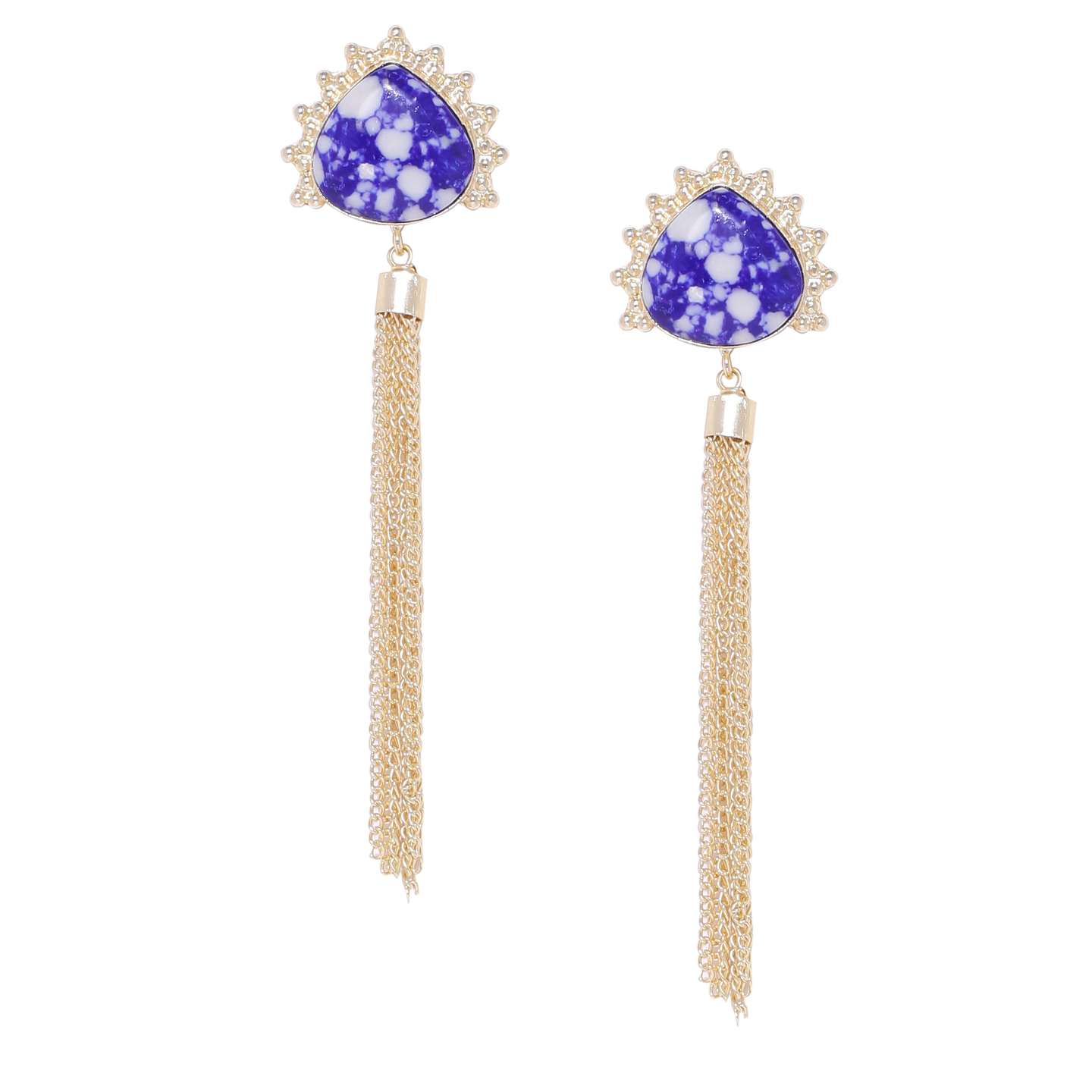 The Jewel Basket Gold-Plated n Blue Geometric Drop Earrings