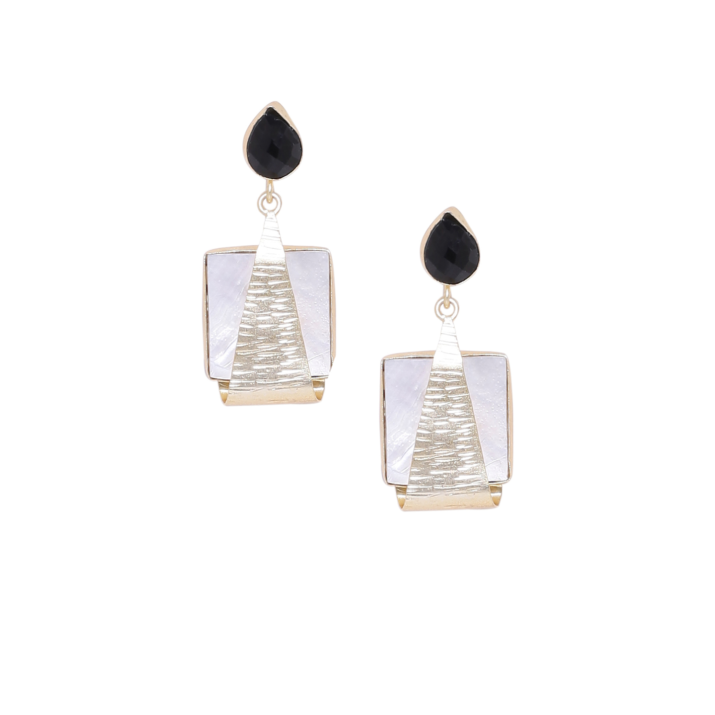 The Jewel Basket Gold-Toned n Black Handcrafted Contemporary Drop Earrings