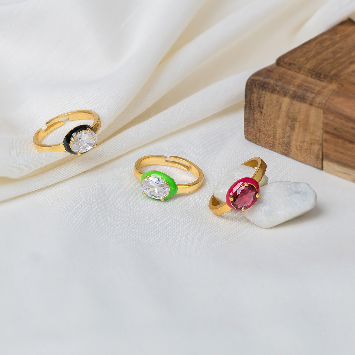 Jazzie Stacie Nikki Hand Enamel Adjustable Rings