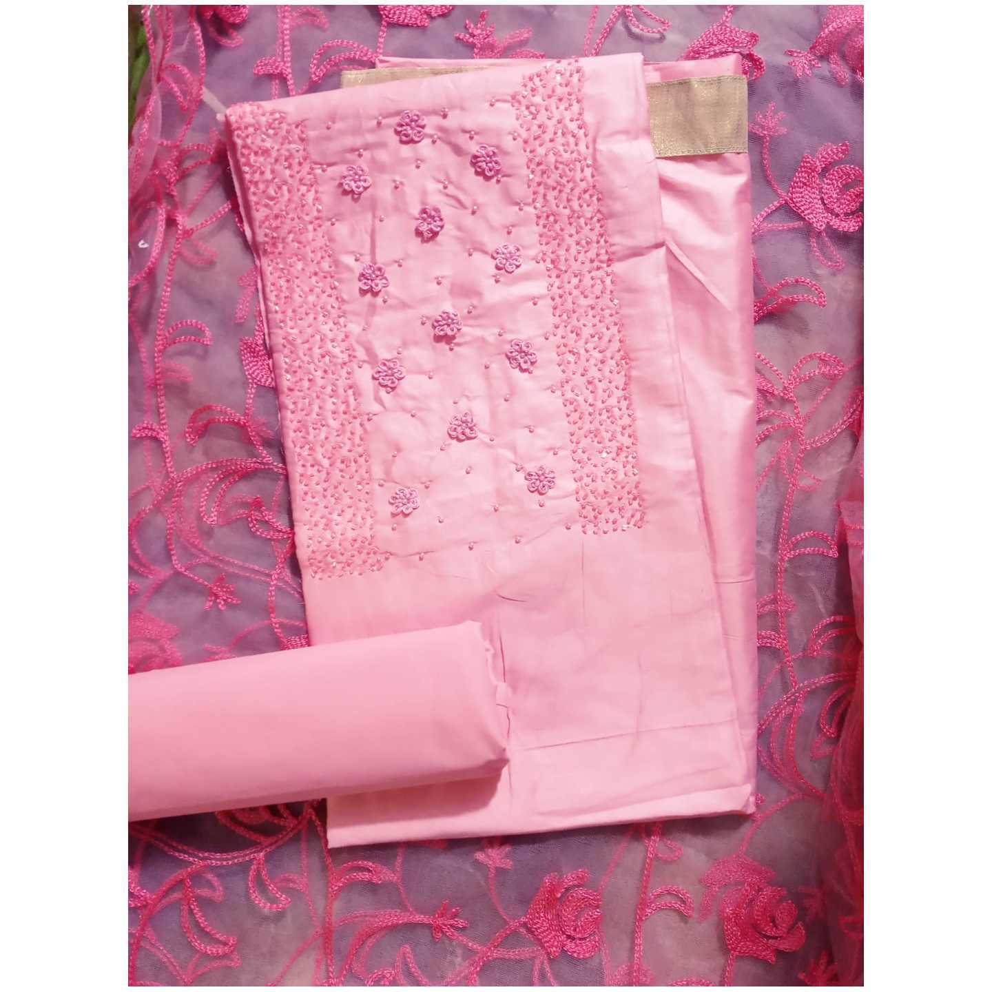 Adorable Cotton Handwork Un-stitched Dress Material