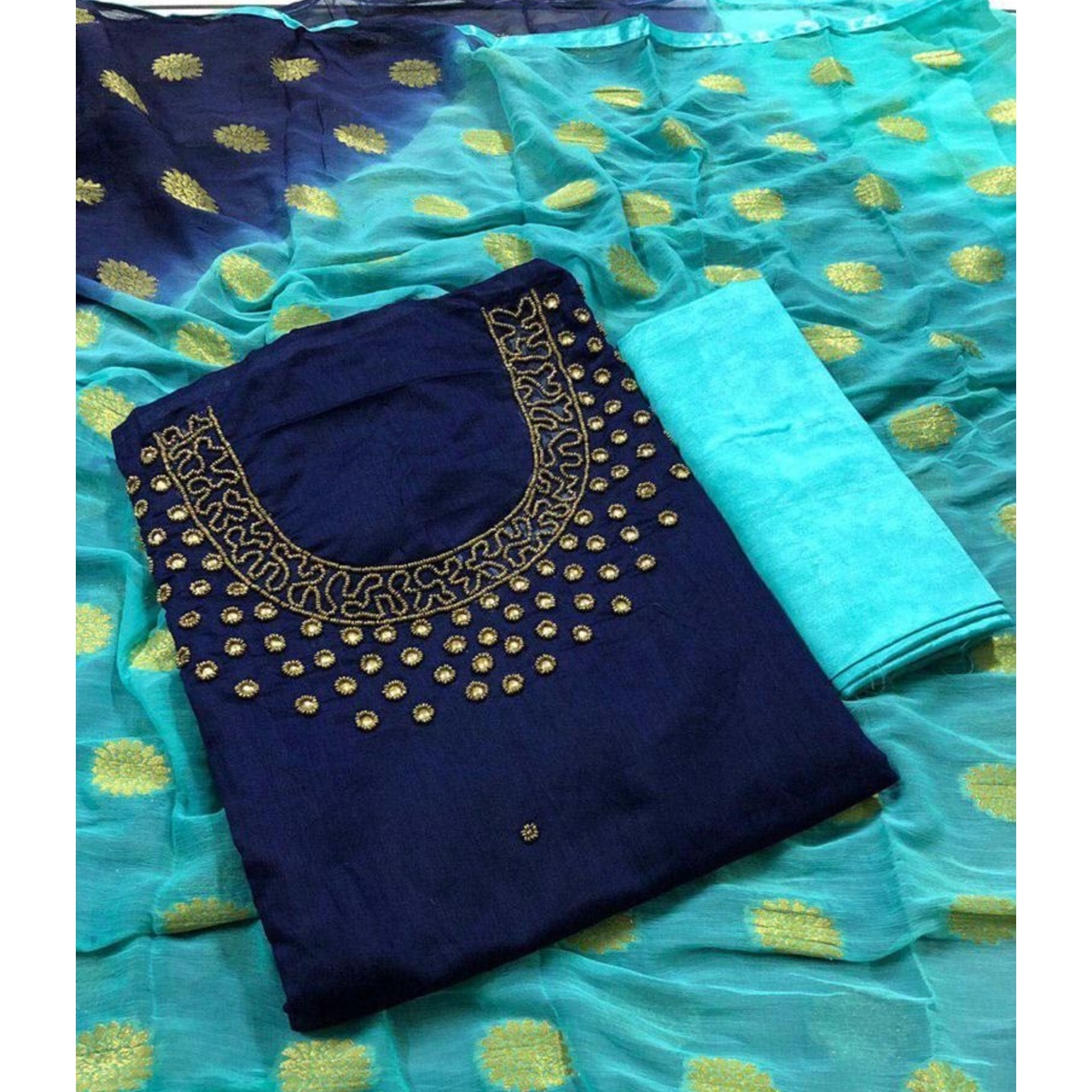 Handwork Dress Material with Banarsi dupatta