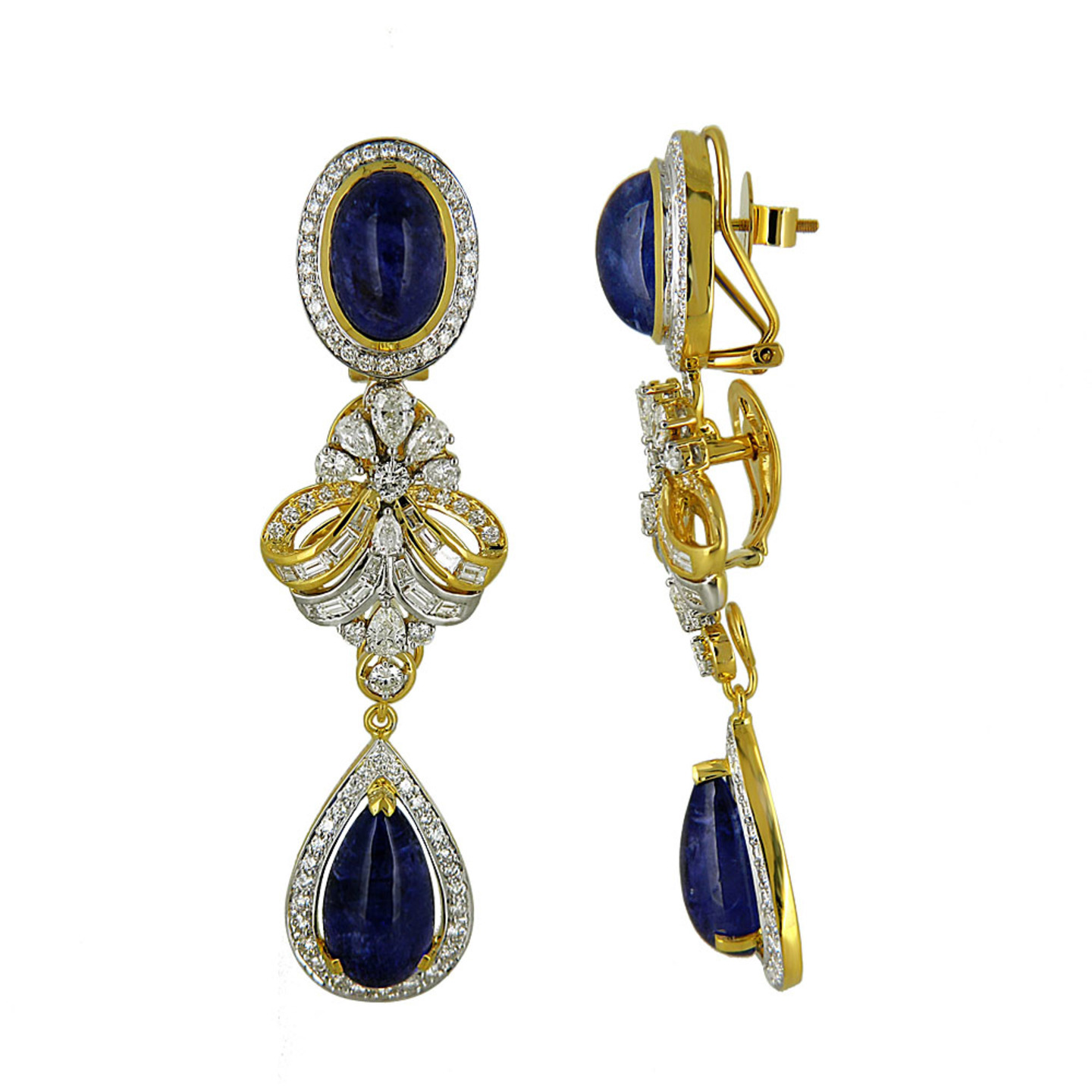 diamond Tanzanite long earrings