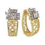 A filigree inspired striking gold lattice work diamond earrings and bracelet