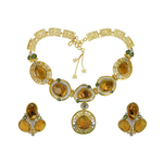 A Grand citrine cabochon yellow gold diamond parure befitting a ceremonius occasion