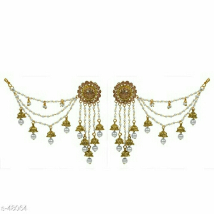 Stylish Jhumki/ Earrings With Hair Chain 