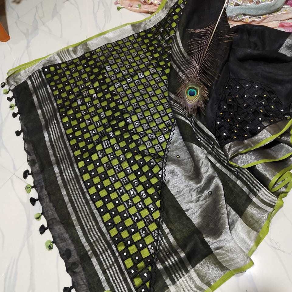 linen cutwork sarees