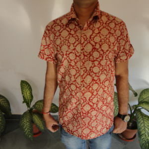 Hand block printed cotton mens shirts