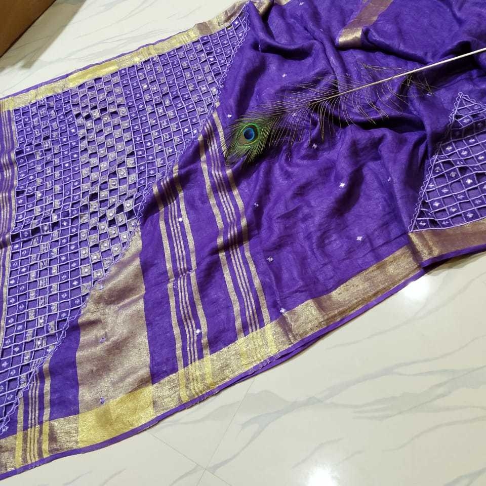 linen cutwork sarees