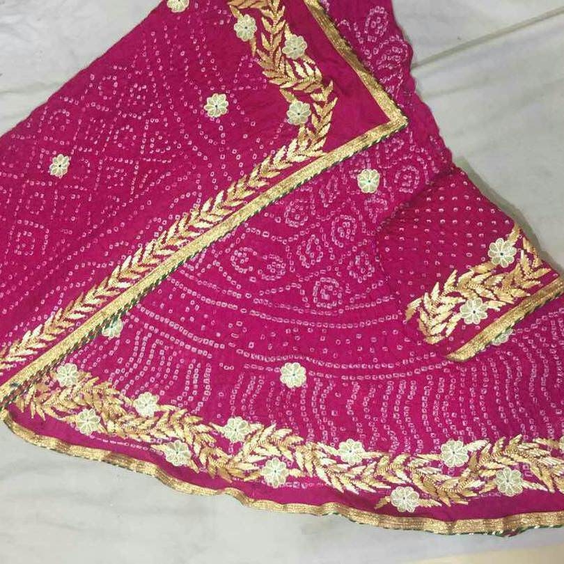 Bandhej art silk lehenga 