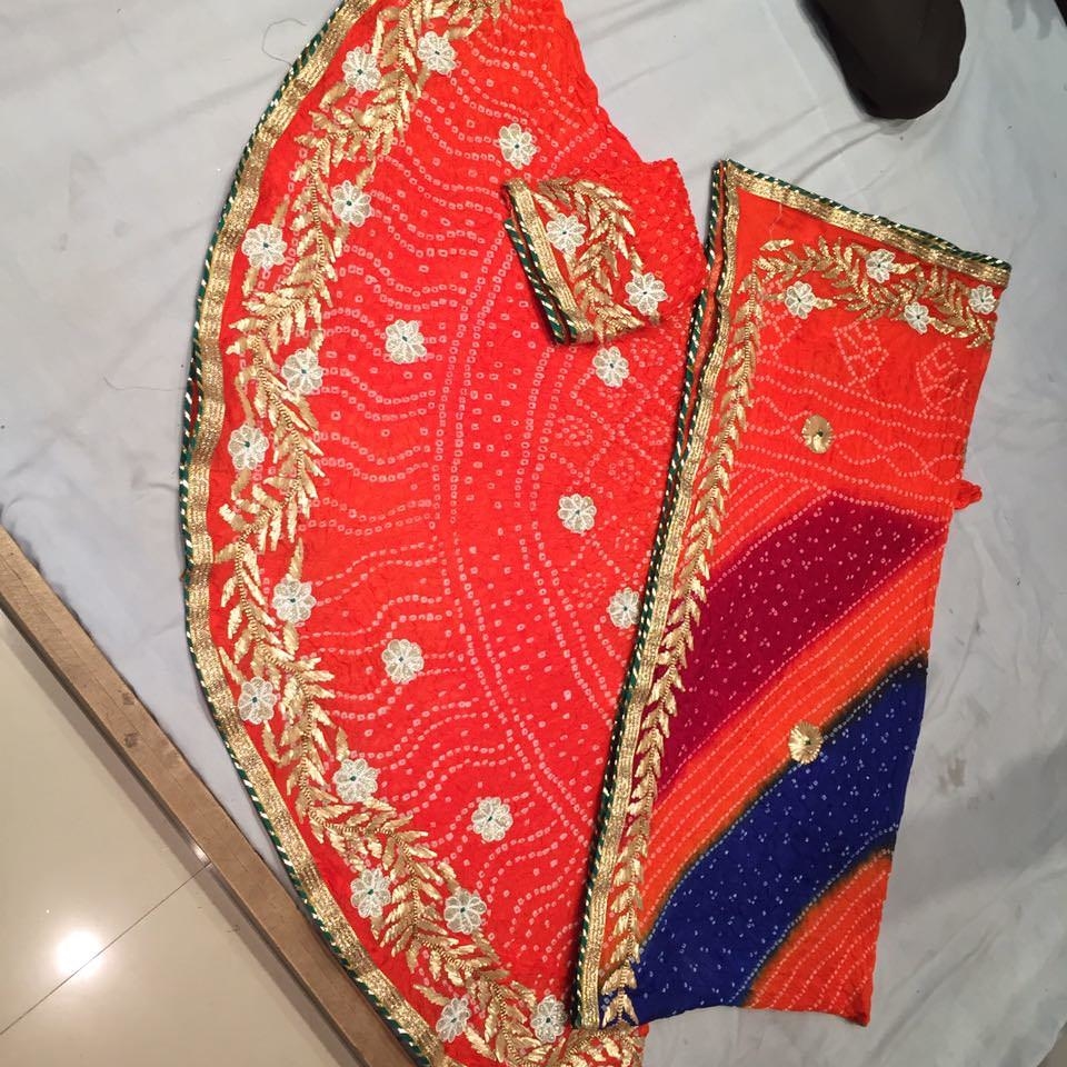 Bandhej art silk lehenga 