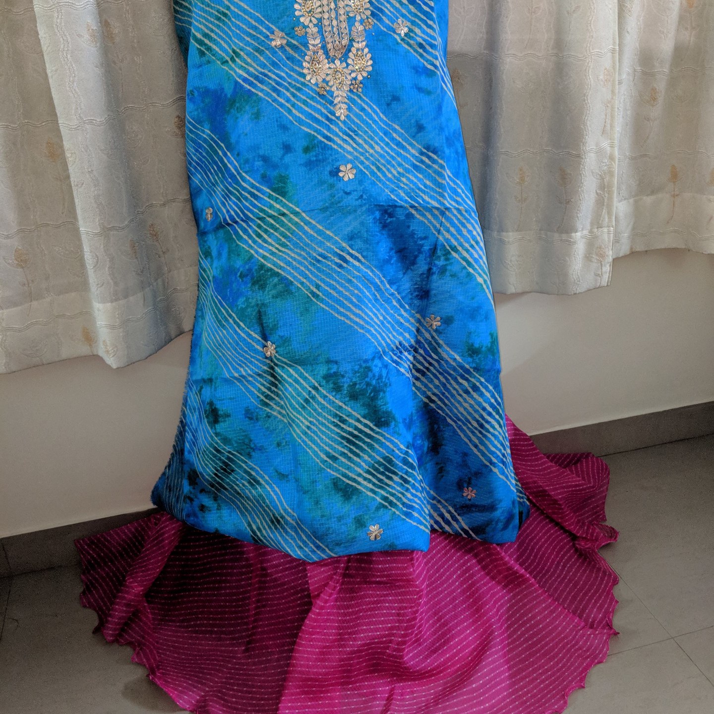 Blue Chanderi kurti