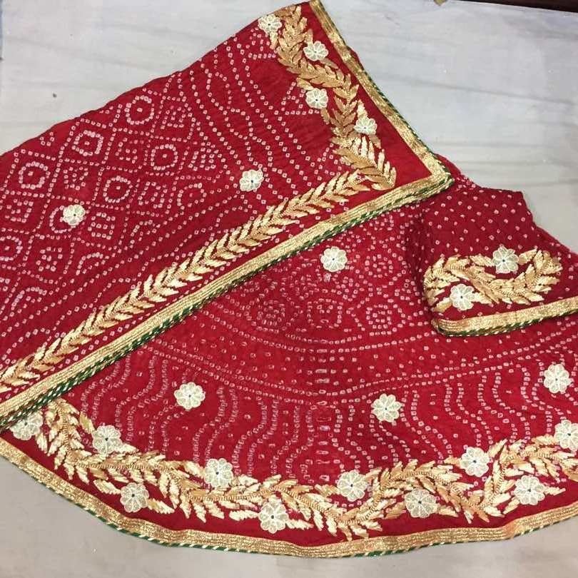 Bandhej art silk lehenga 