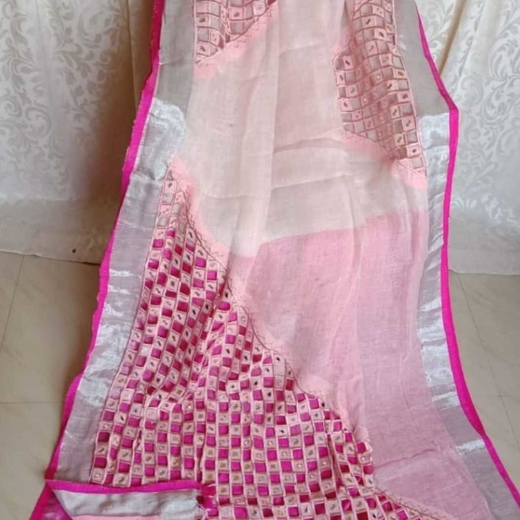 linen cutwork sarees