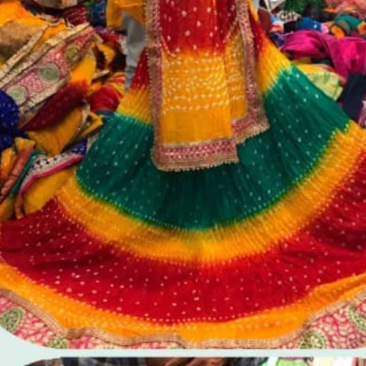 Bandhej art silk lehenga 