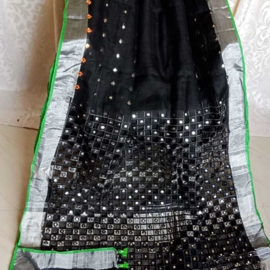 linen by linen cutwork saree