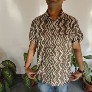 Hand block printed cotton mens shirts