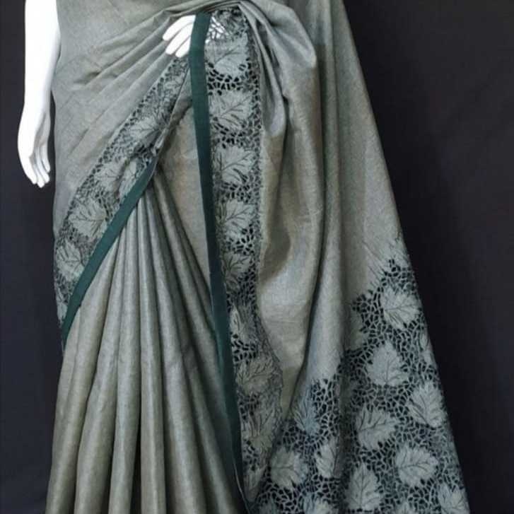 pure tussar cutwork saree