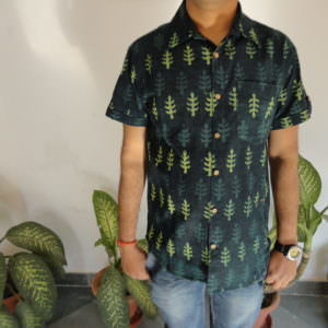 Hand block printed cotton mens shirts