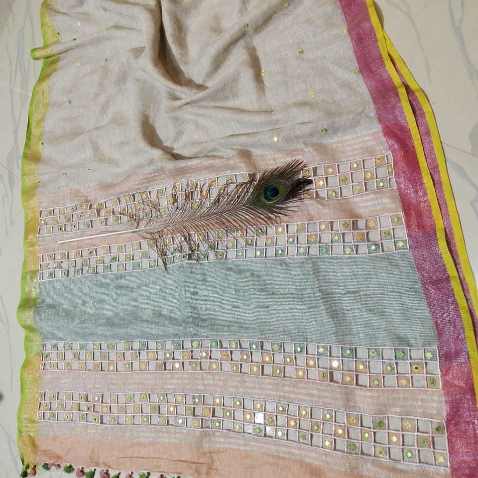 linen cutwork sarees