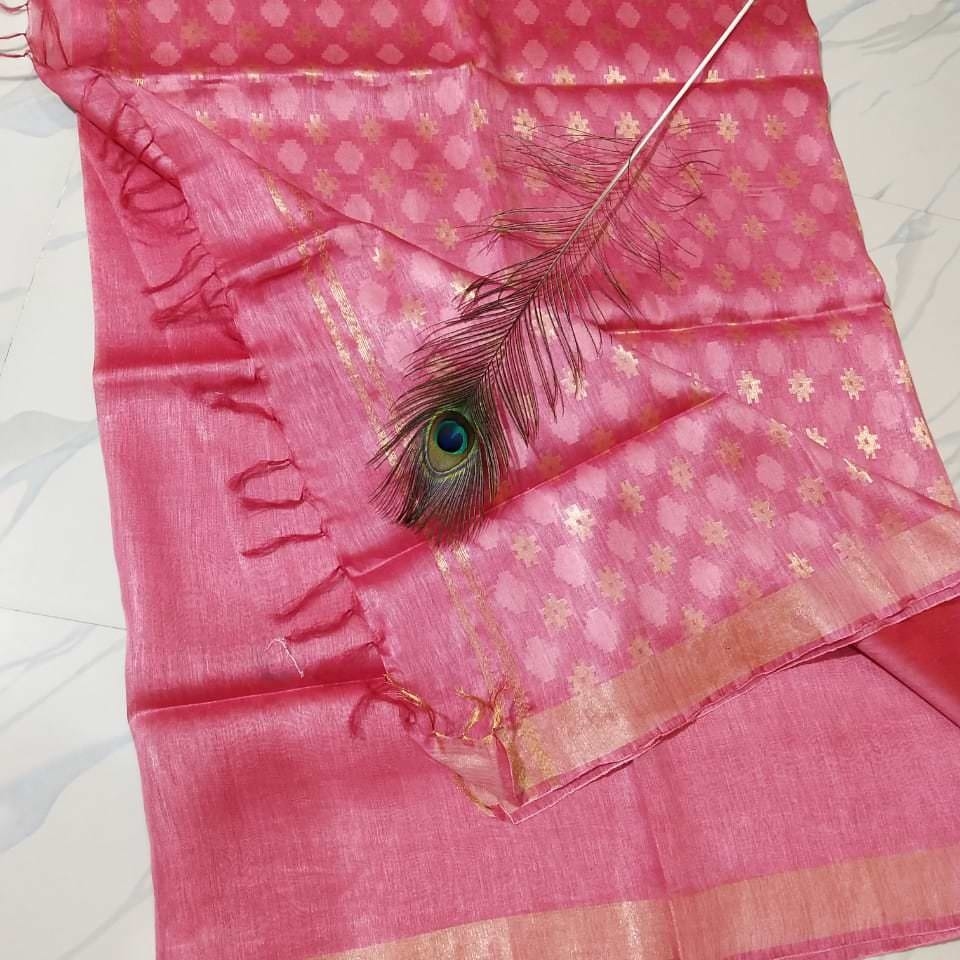 linen by silk jamdani saree