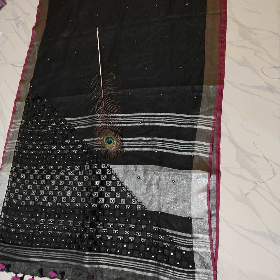 linen cutwork sarees