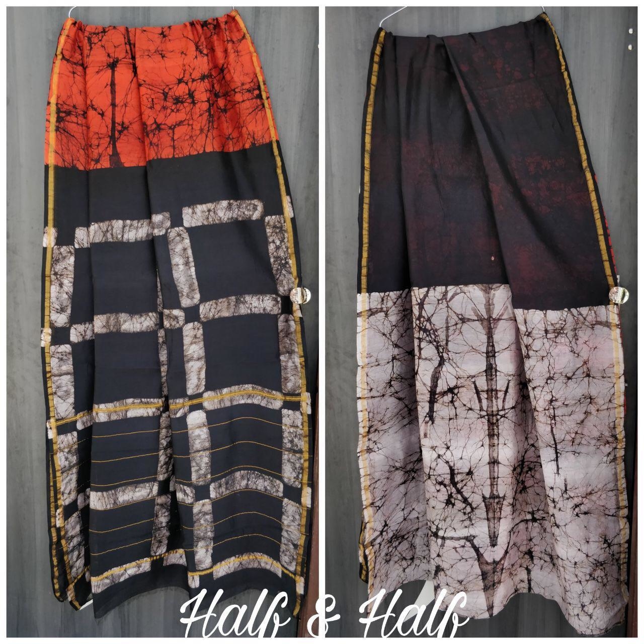 Chanderi sarees half and half style