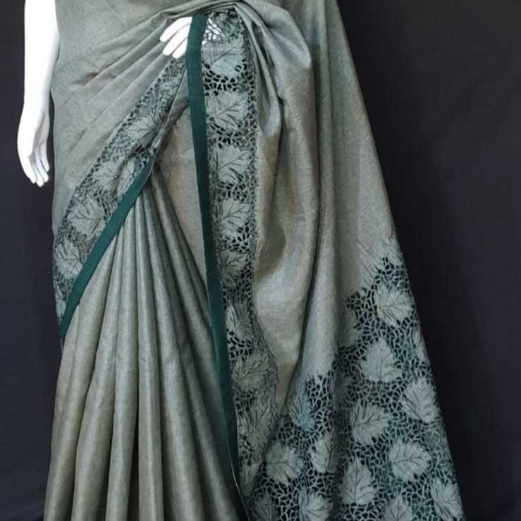 pure tussar cutwork saree