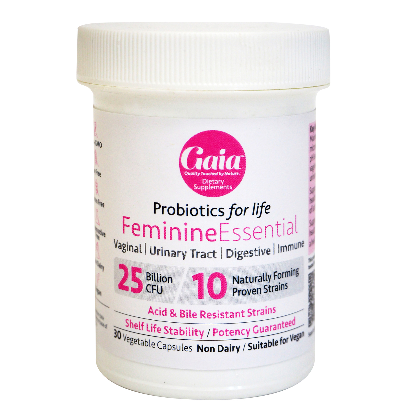 Probiotics For Life by Gaia   Feminine Essential 25 Billion CFUs 10 Strains 30 Capsules