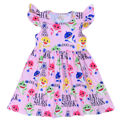 Preorder: Baby Shark Dress Baby Shark Lotus Sleeve Dress